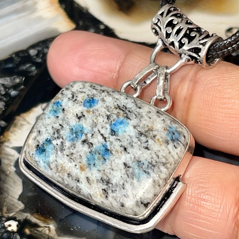 Raindrop Azurite K2 Jasper Pendant 1 1/2” - Picture 9 of 13